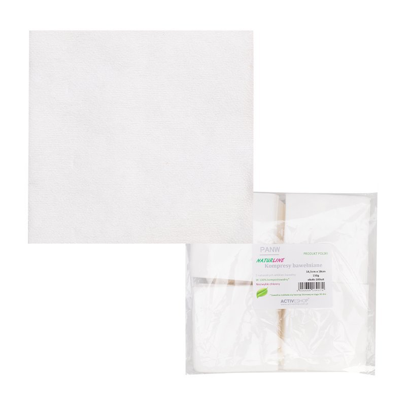 Katoenen kompressen voor behandelingen Naturline 150 g 16,5 x 18 cm voor professioneel salon- en praktijkgebruik
