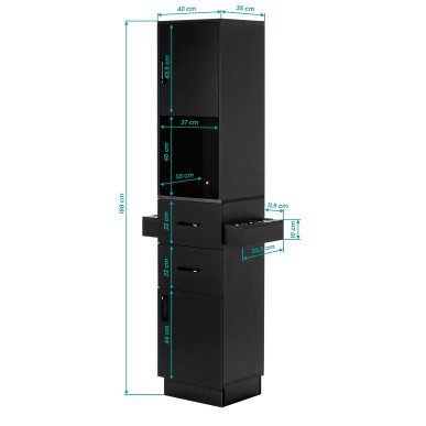 Professionele kapperswerkplek Gabbiano TOTEM BLACK voor kapsalon, beautyruimte en georganiseerde salonservice
