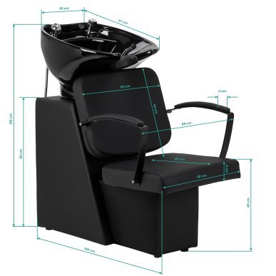 Professionele kapperswasunit Hair System Edge Noir voor kapsalon, comfortabel wassen en een georganiseerde salonwerkplek