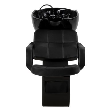 Professionele kapperswasunit Hair System Komodo zwart voor salons, comfortabel haar wassen en een georganiseerde werkplek