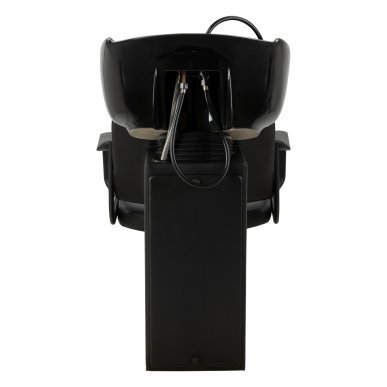 Professionele kapperswasunit Hair System Komodo zwart voor salons, comfortabel haar wassen en een georganiseerde werkplek
