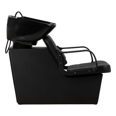 Professionele kapperswasunit Hair System Komodo zwart voor salons, comfortabel haar wassen en een georganiseerde werkplek