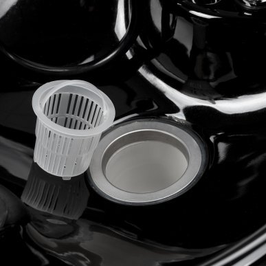 Professionele kapperswasunit Hair System Komodo zwart voor salons, comfortabel haar wassen en een georganiseerde werkplek