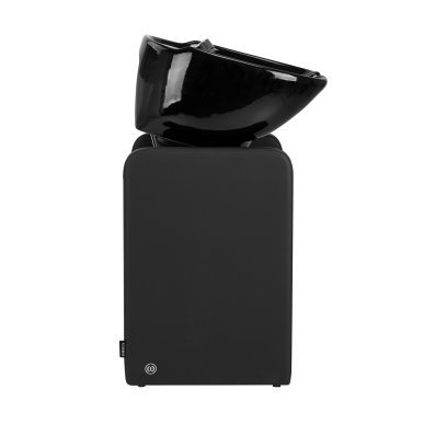 Professionele kapperswasunit Omega Nautica zwart voor kapsalon, comfortabel haar wassen en georganiseerde salonservice