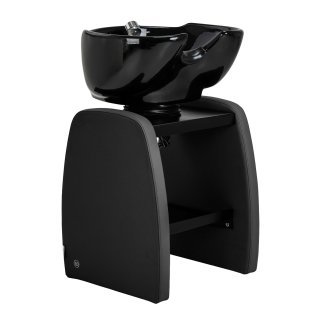 Professionele kapperswasunit Omega Aqualina compact zwart voor comfortabel werken en klantcomfort in de kapsalon