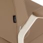 Professionele kappersstoel Omega Aurora lichtbruin hydraulisch voor comfortabel werken en een elegante salonwerkplek