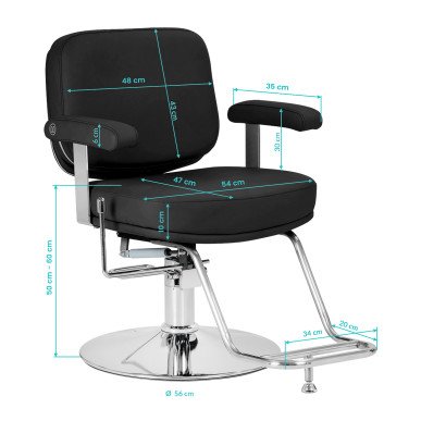 Kappersstoel Omega Astra Plus zwart hydraulisch voor professionele kapsaloninrichting en comfortabel salonwerk