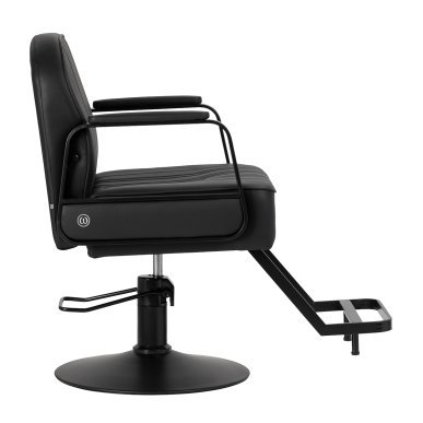 Professionele kappersstoel Omega Luna zwart hydraulisch voor kapsalon, comfortabel werken en een verzorgde saloninrichting