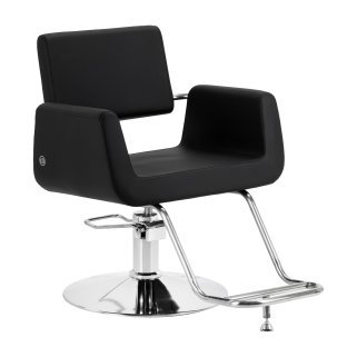 Professionele kappersstoel Omega Lyra zwart hydraulisch voor comfortabel werken en een verzorgde saloninrichting