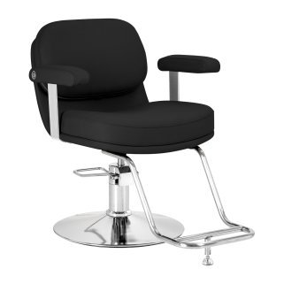 Professionele hydraulische kappersstoel Omega Astra zwart voor comfortabel knippen, styling en een verzorgde salonwerkplek