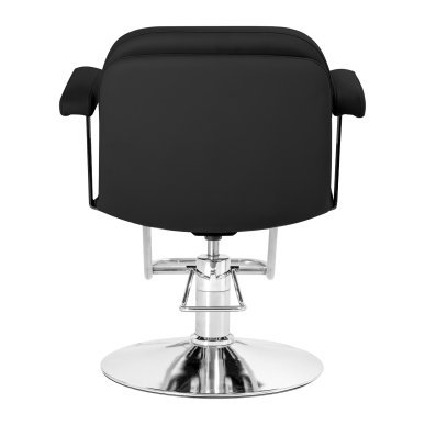 Professionele hydraulische kappersstoel Omega Astra zwart voor comfortabel knippen, styling en een verzorgde salonwerkplek
