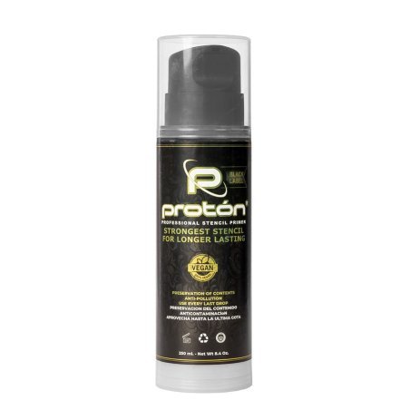 Tattoo stencil primer Black Label Proton Professional Airless 250 ml voor hygiënisch en comfortabel studiowerk