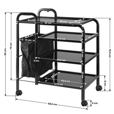 Tattoo trolley Pro Ink 1031 zwart voor professionele tattoostudio's, hygiënische werkplek en comfortabel werken