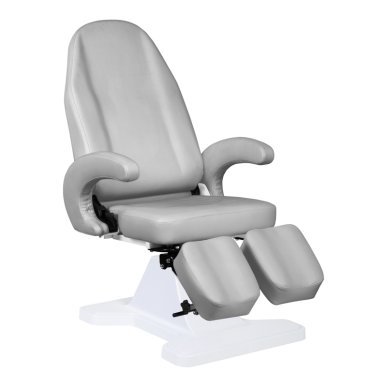 Hydraulische podologiestoel 112 grijs voor professionele pedicurepraktijk, podologie en behandelruimte in salon