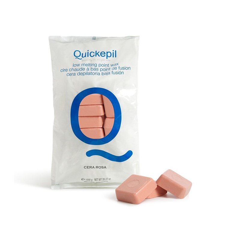Harde striploze wax Quickepil roos 1 kg voor professionele salonontharing met glad resultaat en comfortabele applicatie