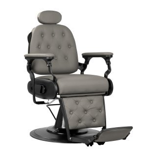 Professionele barberstoel Gabbiano Francesco grijs met zwarte voet voor kapsalon en barbershop met comfortabele