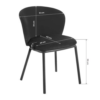 Professionele stoel 4Rico Linea zwart met velours bekleding voor salon, receptie, wachtkamer, kantoor en interieur