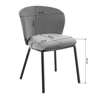 Comfortabele stoel 4Rico Linea grijs met velours bekleding voor salon, receptie, wachtruimte, kantoor of interieur