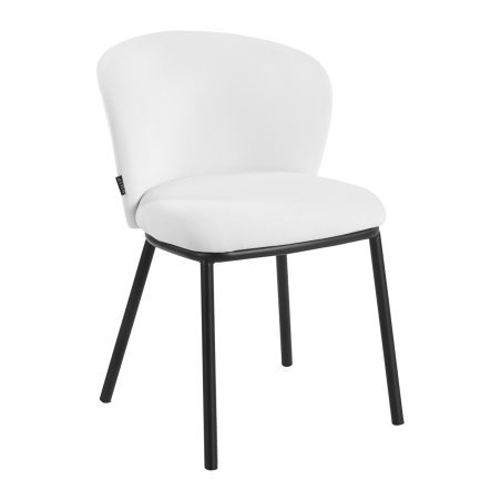 Professionele stoel 4Rico Linea wit met velours bekleding en zwarte poten voor beautysalon, receptie, kantoor en interieur