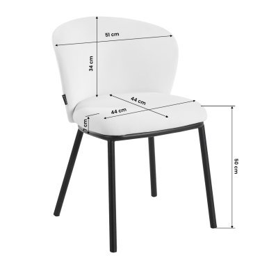 Professionele stoel 4Rico Linea wit met velours bekleding en zwarte poten voor beautysalon, receptie, kantoor en interieur