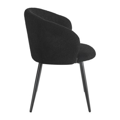 Professionele stoel 4Rico Asola zwart met sherpa bekleding, armleuningen en zwarte poten voor salon, receptie en interieur