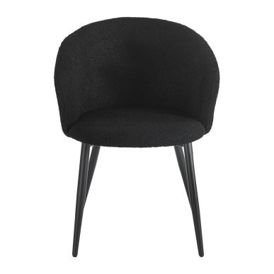 Professionele stoel 4Rico Asola zwart met sherpa bekleding, armleuningen en zwarte poten voor salon, receptie en interieur