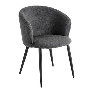 Professionele stoel 4Rico Asola in grijstinten met sherpa bekleding en comfortabele zit voor salon, receptie, kantoor en thuis