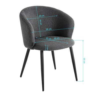 Professionele stoel 4Rico Asola in grijstinten met sherpa bekleding en comfortabele zit voor salon, receptie, kantoor en thuis