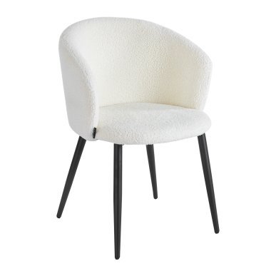 Witte stoel 4Rico Asola met sherpa bekleding voor schoonheidssalon, receptie, wachtruimte, kantoor en modern interieur