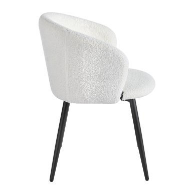 Witte stoel 4Rico Asola met sherpa bekleding voor schoonheidssalon, receptie, wachtruimte, kantoor en modern interieur