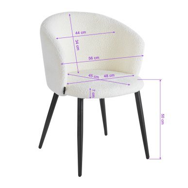Witte stoel 4Rico Asola met sherpa bekleding voor schoonheidssalon, receptie, wachtruimte, kantoor en modern interieur
