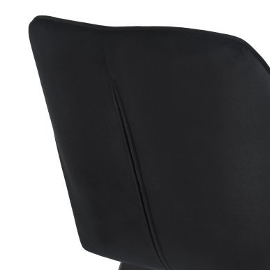 Professionele stoel 4Rico Vetro zwart met velours bekleding, rugsteun en decoratieve stiksels voor salon en receptie