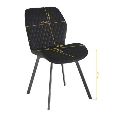 Professionele stoel 4Rico Vetro zwart met velours bekleding, rugsteun en decoratieve stiksels voor salon en receptie
