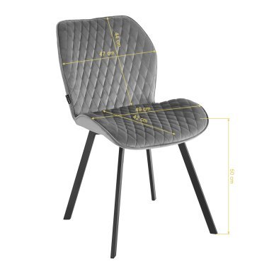Professionele stoel 4Rico Vetro grijs met velours bekleding, rugsteun en decoratieve stiksels voor salon en receptie