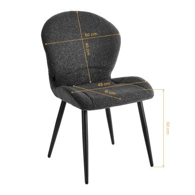 Professionele stoel 4Rico Lucente zwart met sherpa bekleding en geprofileerde rugleuning voor salon, receptie en interieur