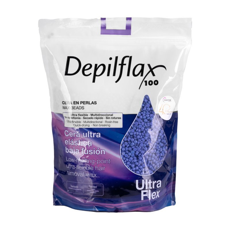 Professionele harde ontharingswax in parels Depilflax Ultraflex Mauve 1 kg voor gevoelige huid, lichaam en gezicht Professionele harde ontharingswax in parels Depilflax Ultraflex Mauve 1 kg voor gevoelige huid, lichaam en gezicht