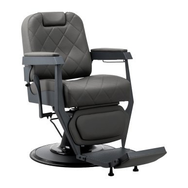 Barberstoel Gabbiano Bruno grafietkleurig met grijze basis, verstelbaar voor professioneel scheren en baardverzorging