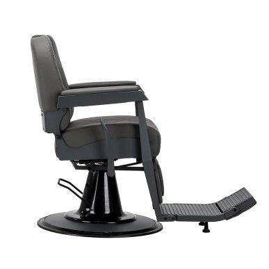 Barberstoel Gabbiano Bruno grafietkleurig met grijze basis, verstelbaar voor professioneel scheren en baardverzorging