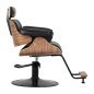 Hairdressing chair Gabbiano Florencja in black and walnut with a black base
