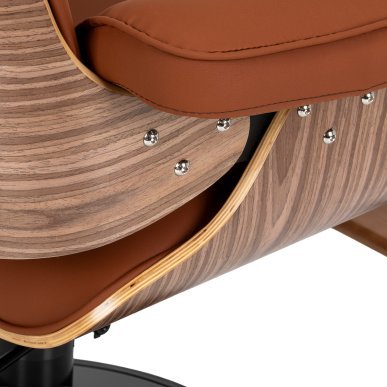 Professionele kappersstoel Gabbiano Florencja bruin met hydraulische lift, draaifunctie en zwarte ronde basis voor salon