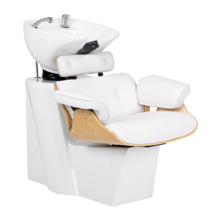 Professionele kapperswasunit Gabbiano Florencja wit met verstelbare wastafel voor kapsalons en comfortabel wassen