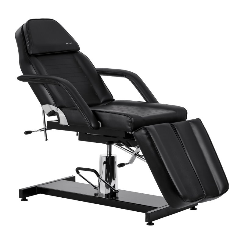 Hydraulische pedicurestoel Sillon 210 zwart met schommelfunctie en gedeelde voetsteun voor salon en podotherapie