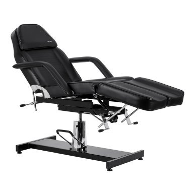 Hydraulische pedicurestoel Sillon 210 zwart met schommelfunctie en gedeelde voetsteun voor salon en podotherapie