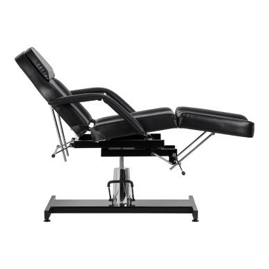Hydraulische pedicurestoel Sillon 210 zwart met schommelfunctie en gedeelde voetsteun voor salon en podotherapie