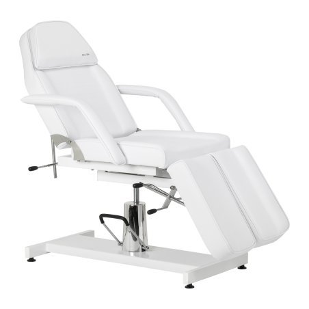 Hydraulische pedicurestoel Sillon 210 wit met schommelfunctie en gedeelde voetsteun voor salon en podotherapie