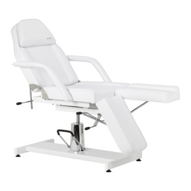 Hydraulische pedicurestoel Sillon 210 wit met schommelfunctie en gedeelde voetsteun voor salon en podotherapie