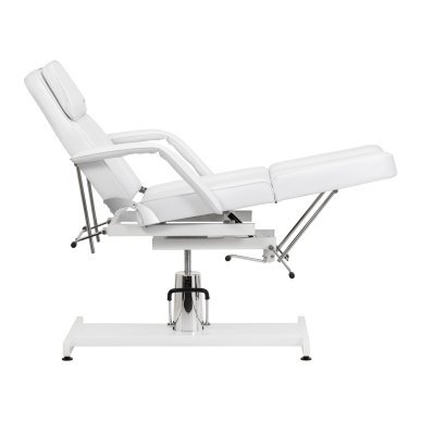 Hydraulische pedicurestoel Sillon 210 wit met schommelfunctie en gedeelde voetsteun voor salon en podotherapie