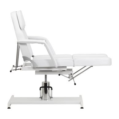 Hydraulische pedicurestoel Sillon 210 wit met schommelfunctie en gedeelde voetsteun voor salon en podotherapie
