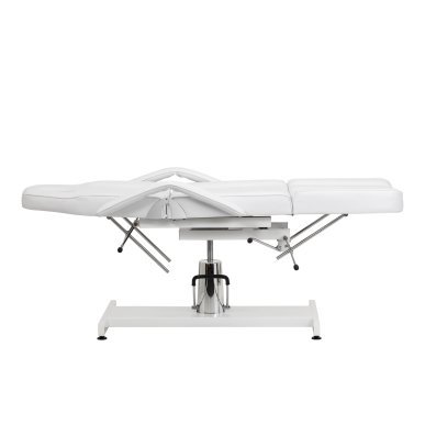 Hydraulische pedicurestoel Sillon 210 wit met schommelfunctie en gedeelde voetsteun voor salon en podotherapie