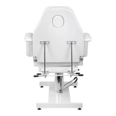 Hydraulische pedicurestoel Sillon 210 wit met schommelfunctie en gedeelde voetsteun voor salon en podotherapie